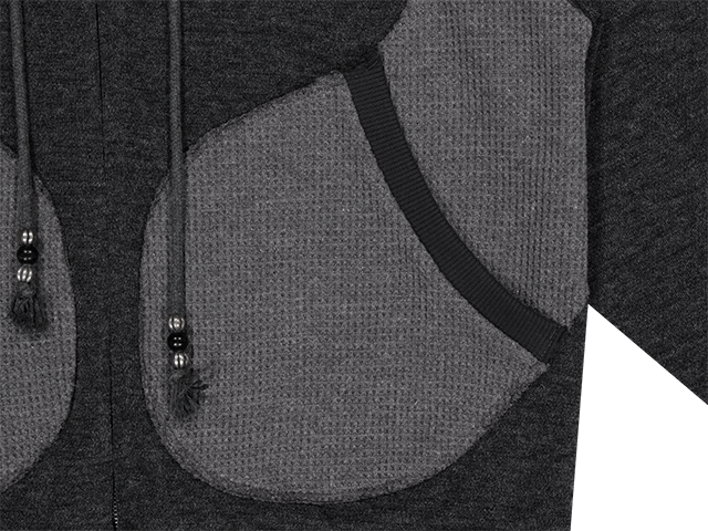 COYSEIO EARMUFFS HOOD ZIP-UP CHARCOAL