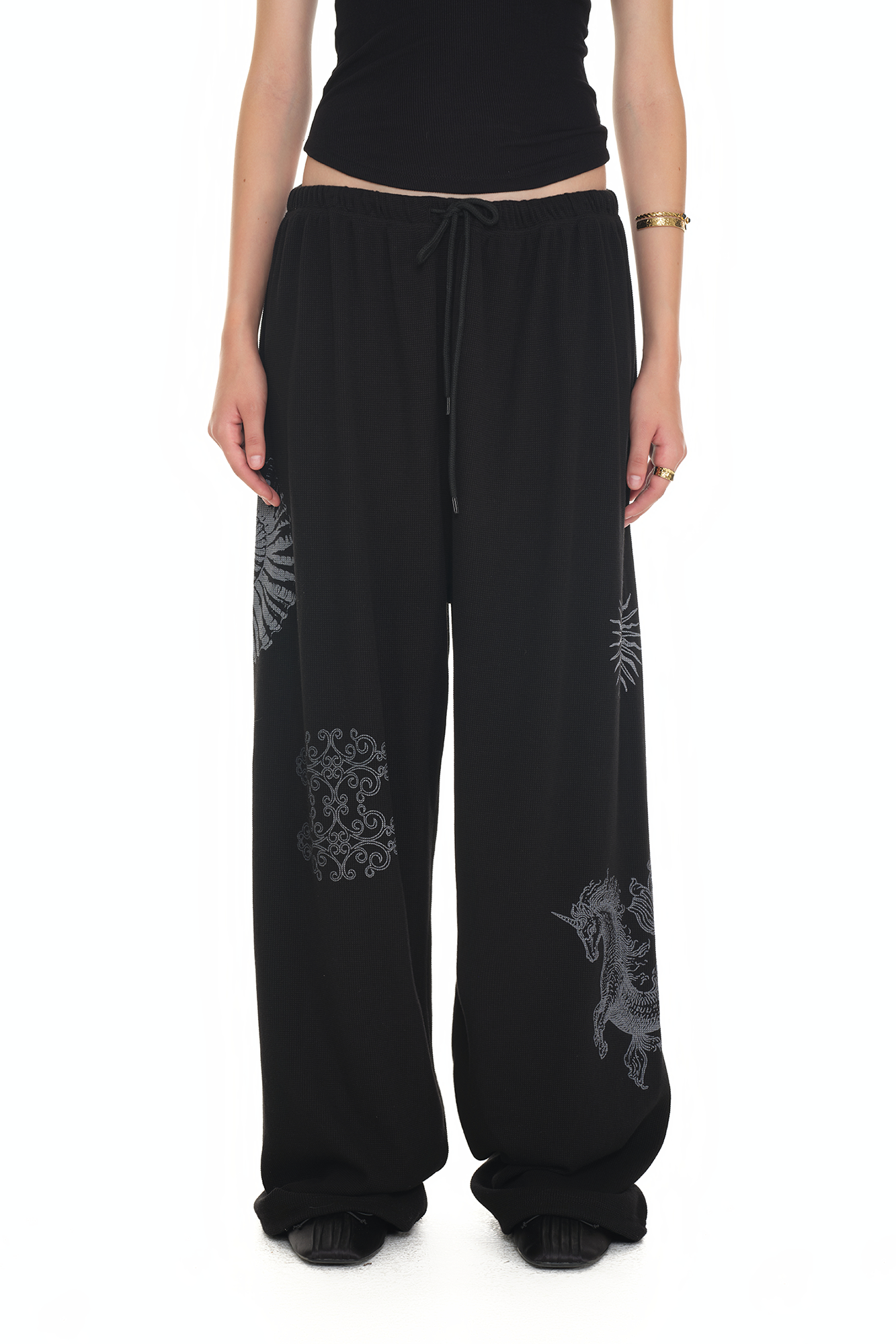 TAROT 02 WAFFLE PANTS BLACK