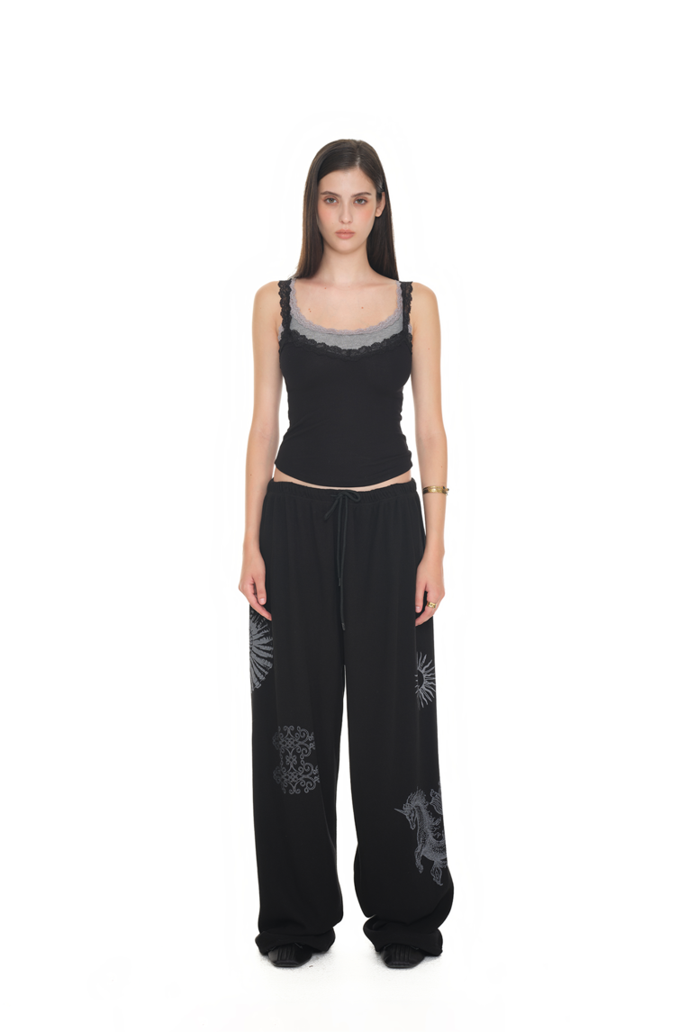 TAROT 02 WAFFLE PANTS BLACK