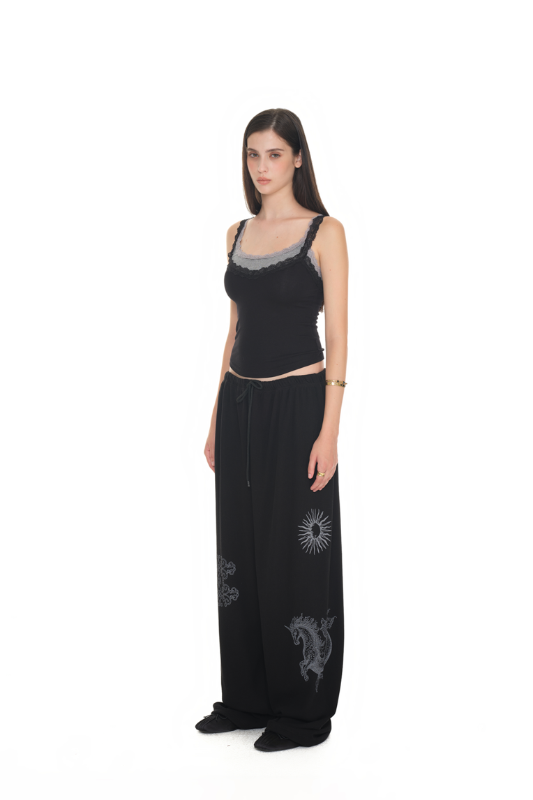 TAROT 02 WAFFLE PANTS BLACK