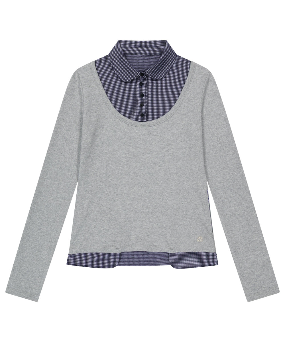 COYSEIO REVERSIBLE COLLAR LONGSLEEVES MELANGE GREY