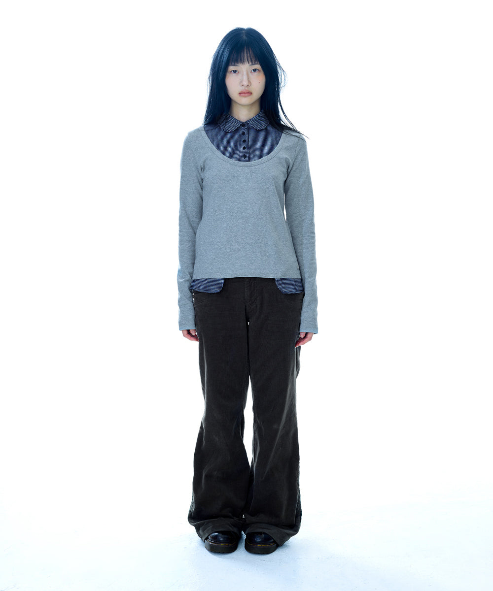 COYSEIO REVERSIBLE COLLAR LONGSLEEVES MELANGE GREY