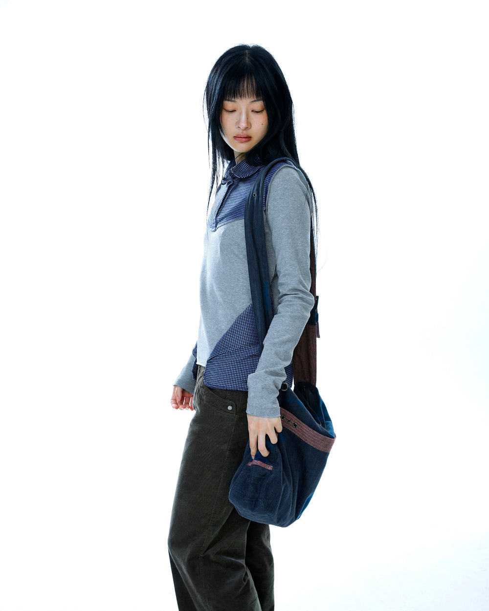 COYSEIO REVERSIBLE COLLAR LONGSLEEVES MELANGE GREY