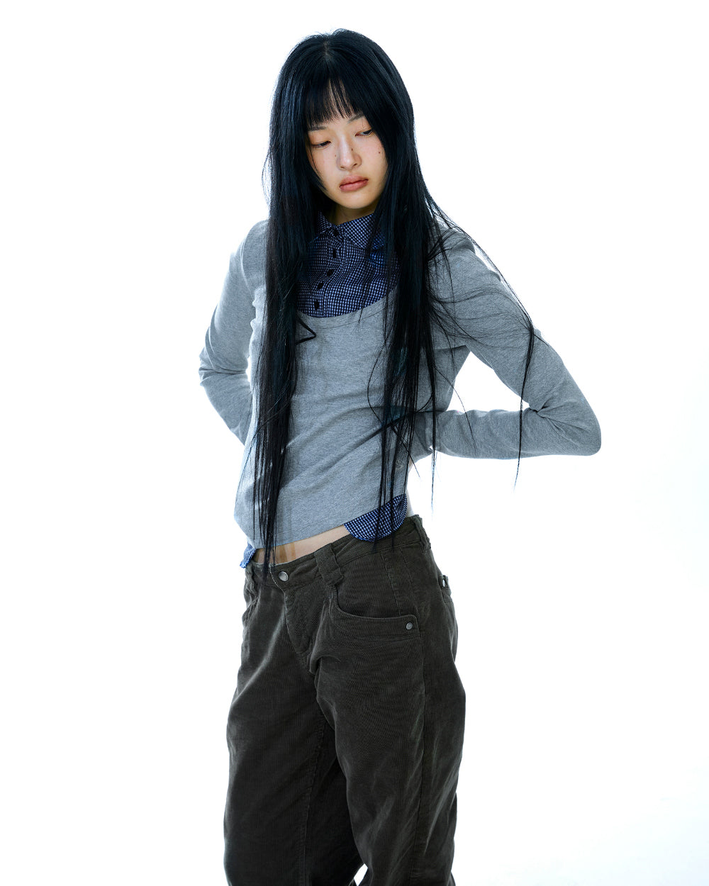 COYSEIO REVERSIBLE COLLAR LONGSLEEVES MELANGE GREY