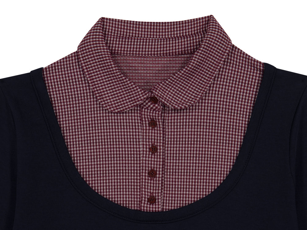 COYSEIO REVERSIBLE COLLAR LONGSLEEVES NAVY