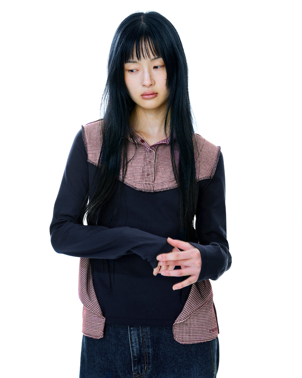 COYSEIO REVERSIBLE COLLAR LONGSLEEVES NAVY