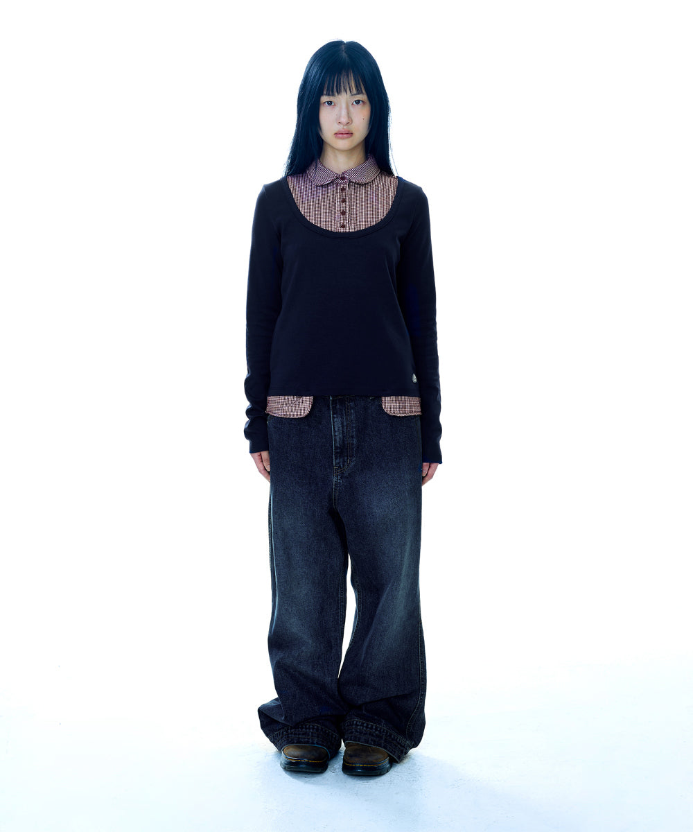COYSEIO REVERSIBLE COLLAR LONGSLEEVES NAVY