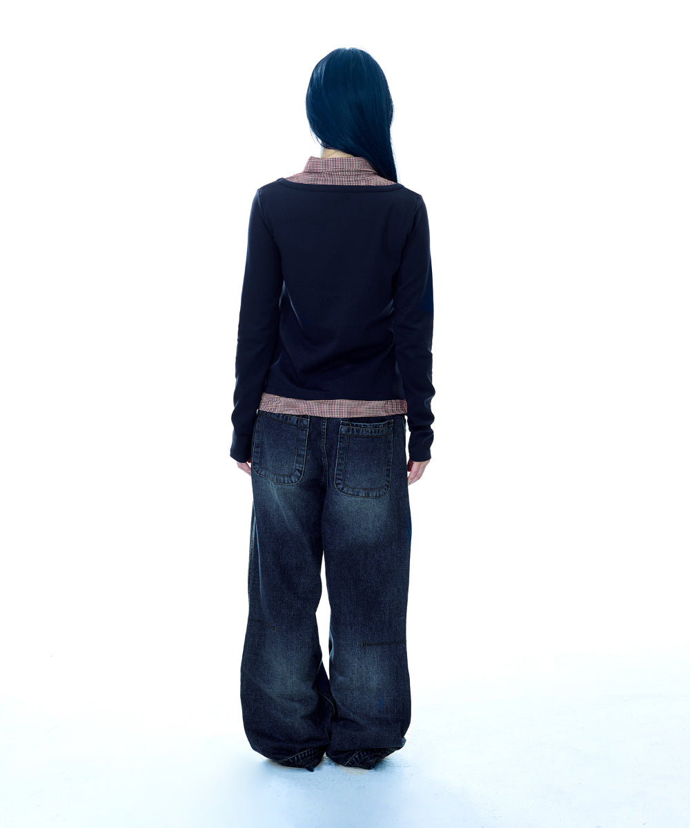 COYSEIO REVERSIBLE COLLAR LONGSLEEVES NAVY