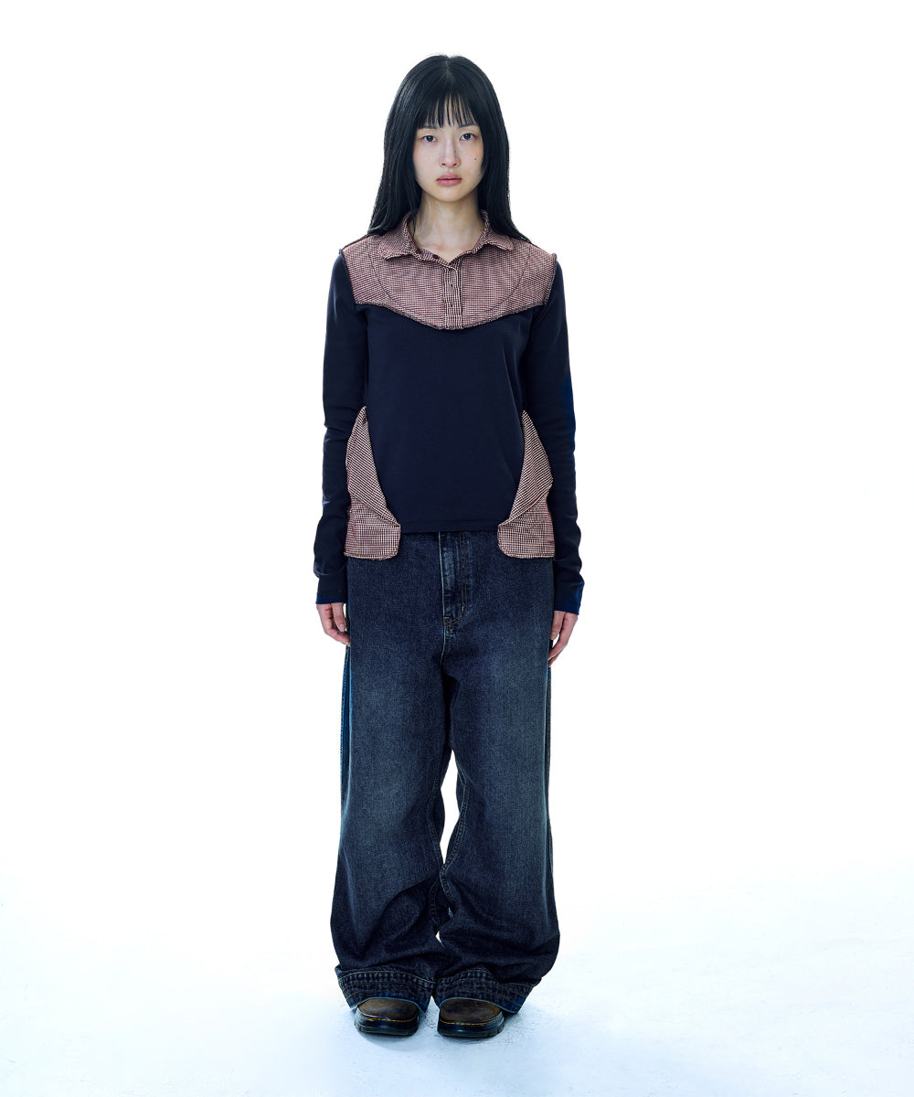 COYSEIO REVERSIBLE COLLAR LONGSLEEVES NAVY