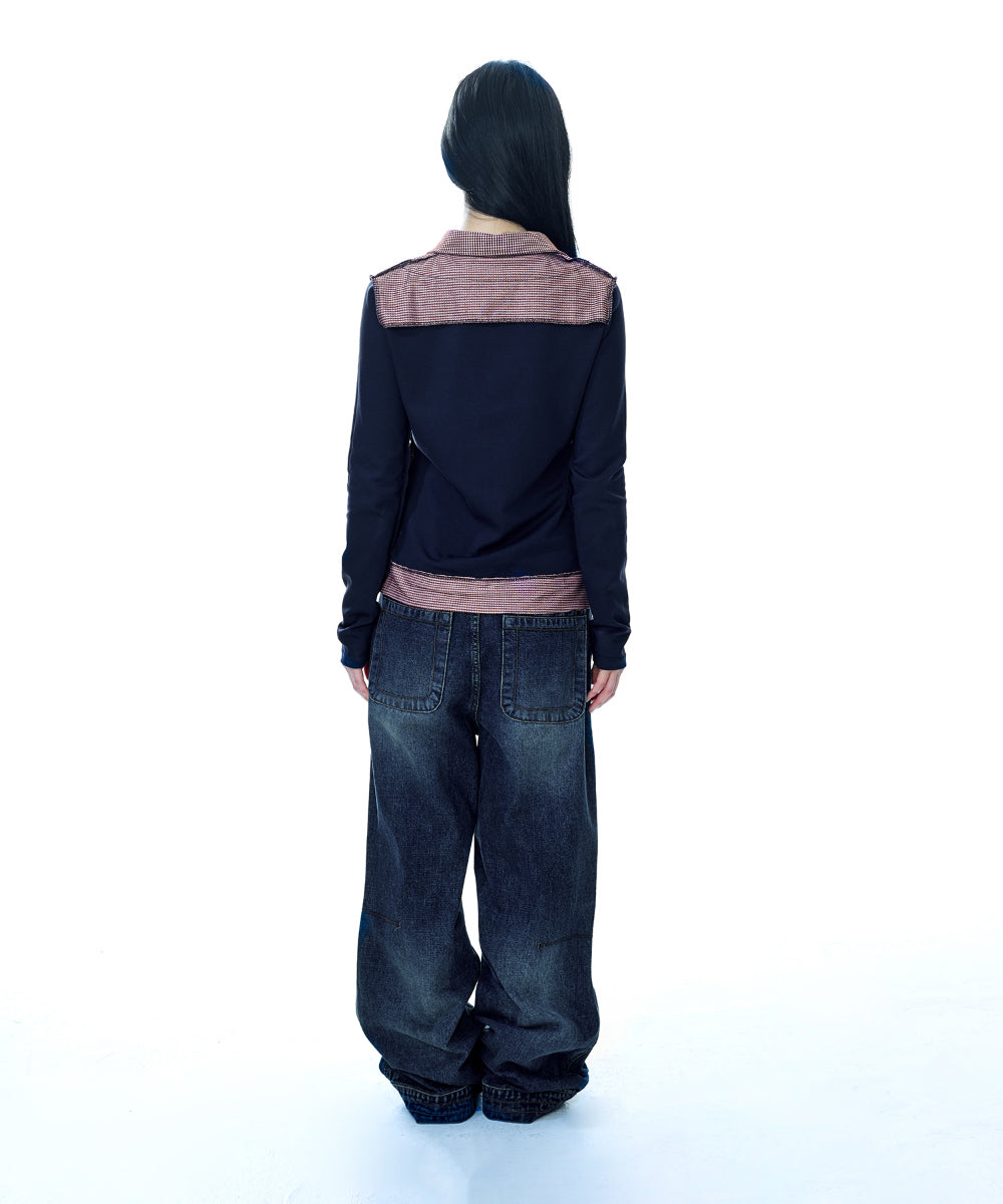 COYSEIO REVERSIBLE COLLAR LONGSLEEVES NAVY