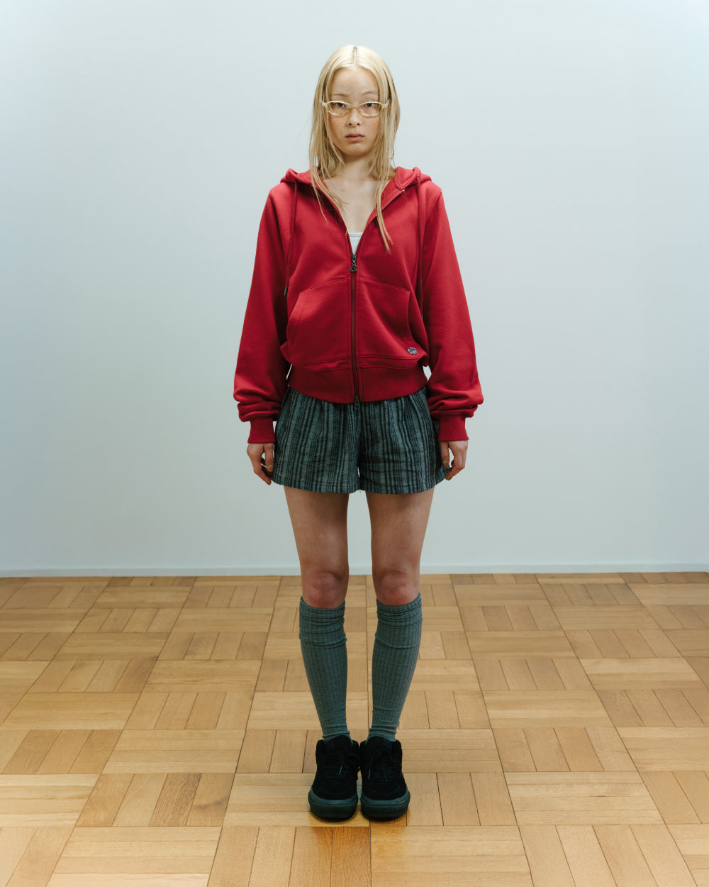 COYSEIO 038 COZY HOOD ZIP-UP RED