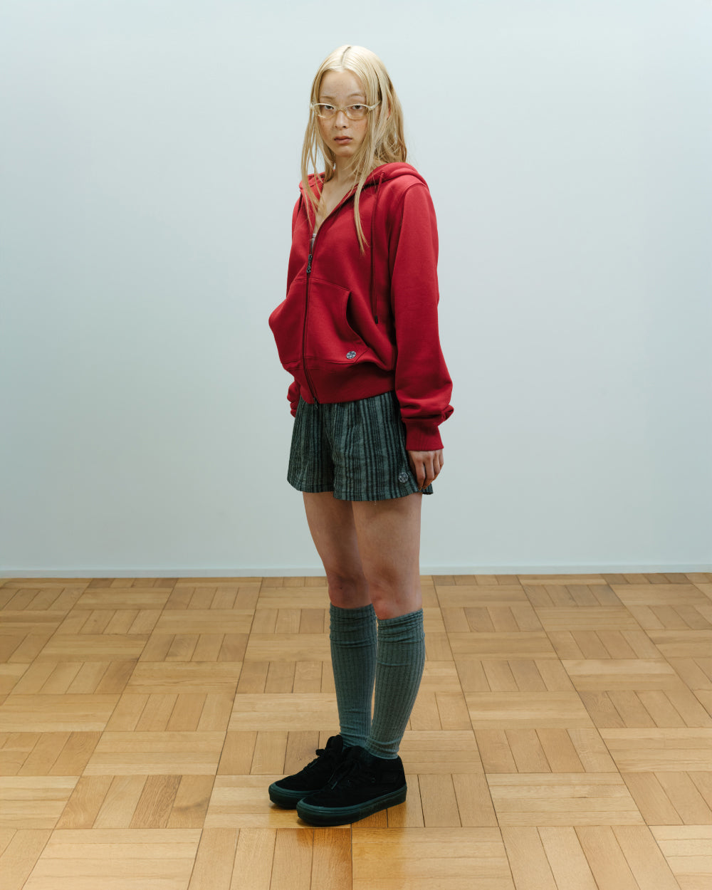 COYSEIO 038 COZY HOOD ZIP-UP RED