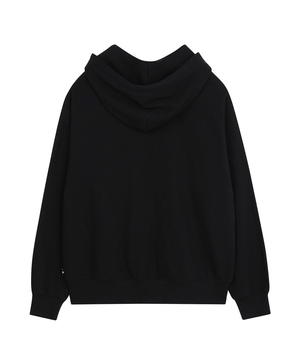 YOUHEE RIBBON HOOD ZIP-UP BLACK [JENNIE WEARS]