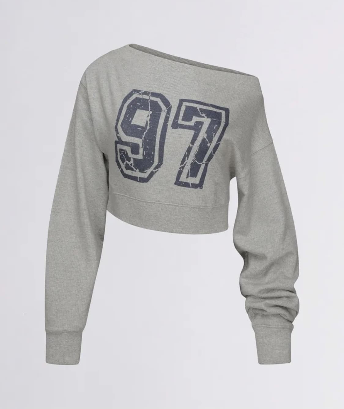 SCULPTOR 97 OFF SHOULDER CROP SWEATSHIRT MELANGE GREY