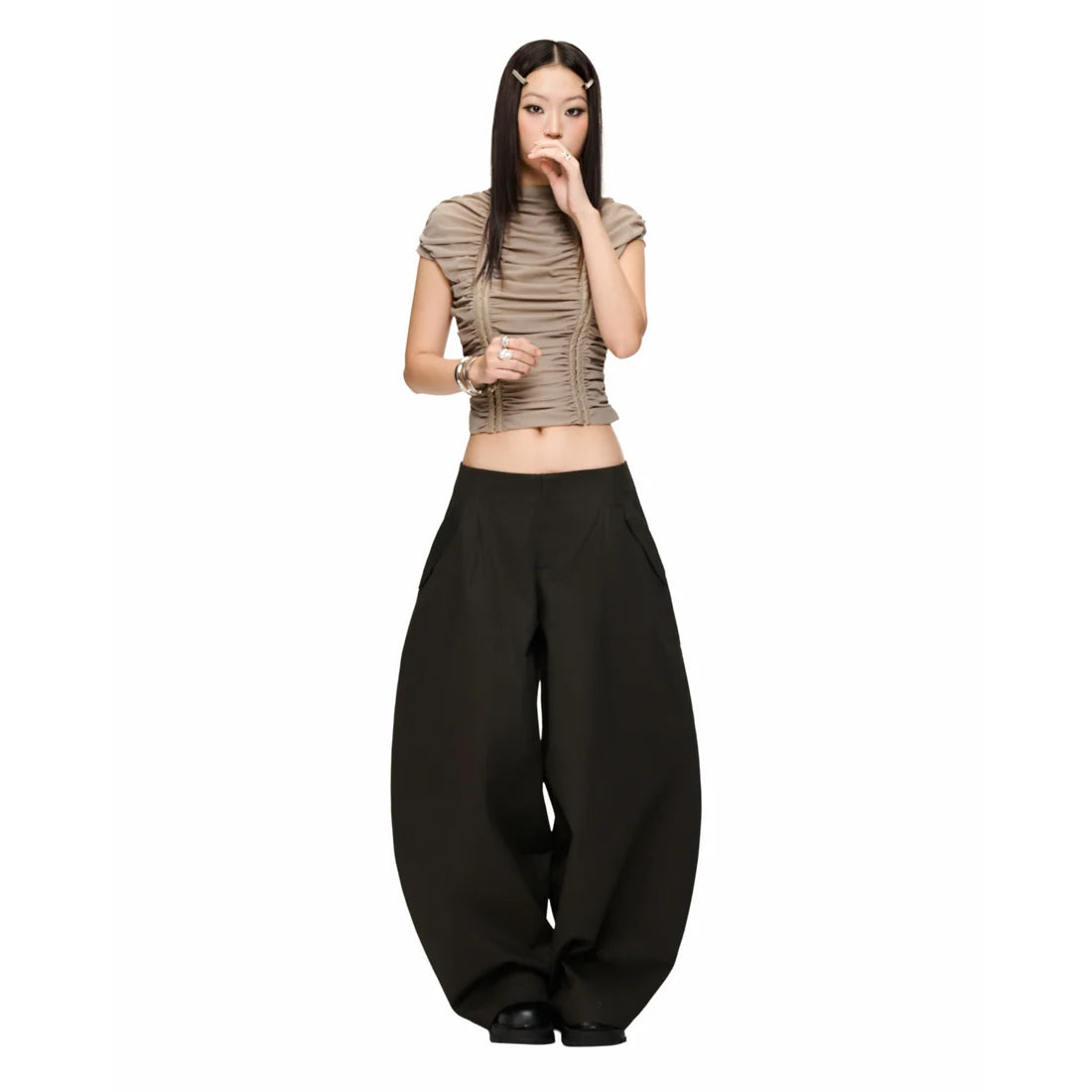 IUE STUDIO BLACK BAMBOO BAGGY PANTS