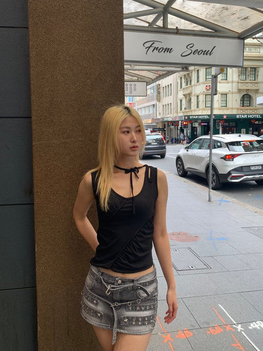 Shirring sleeveless top