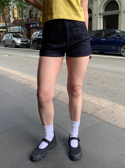 Dark blue denim shorts
