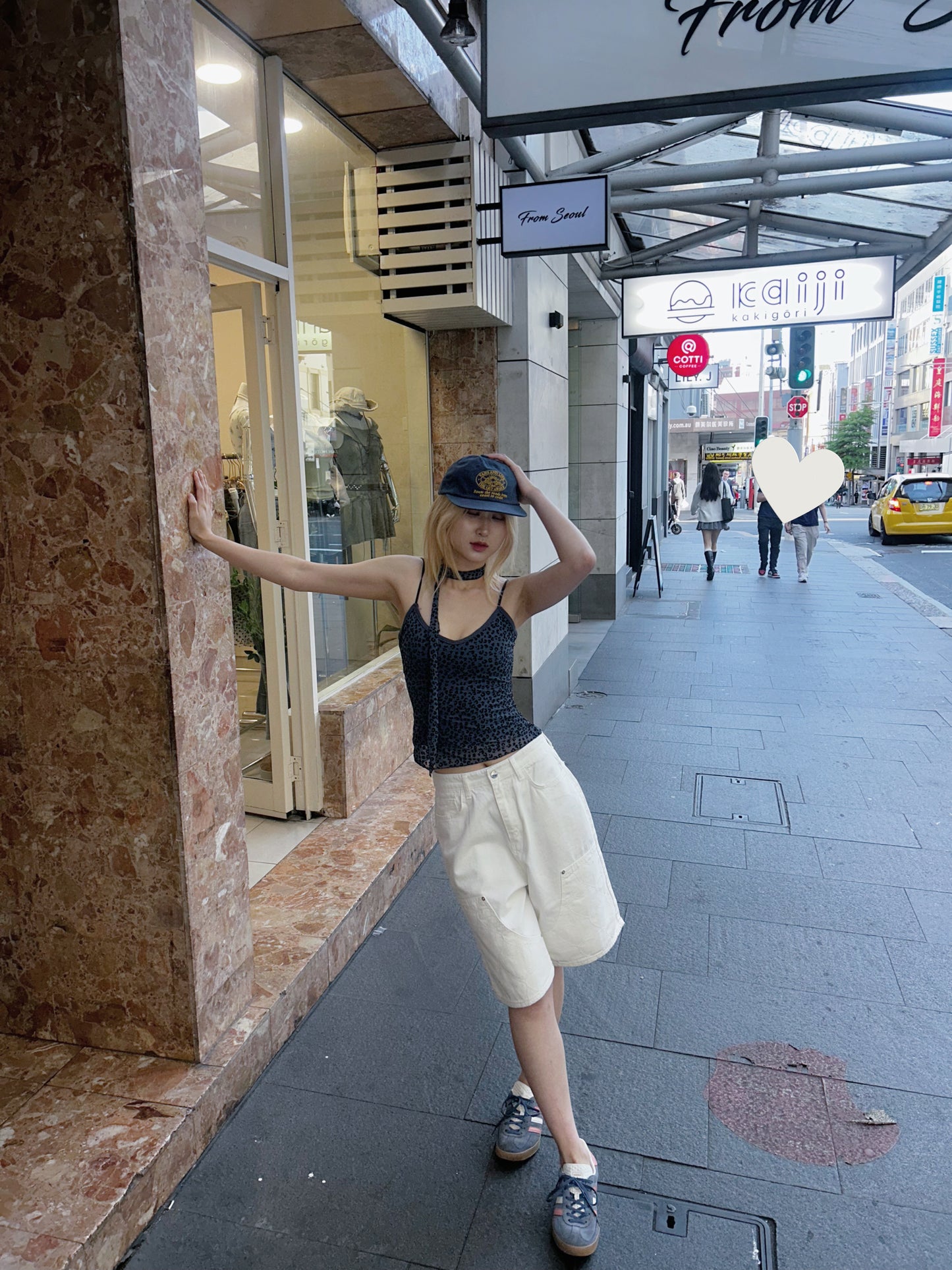 Heart bermuda white jeans