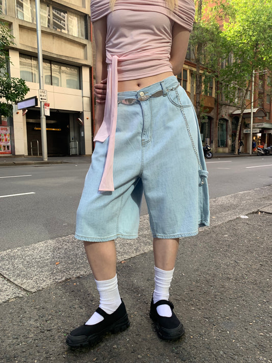 Linen bermuda jeans (unisex)