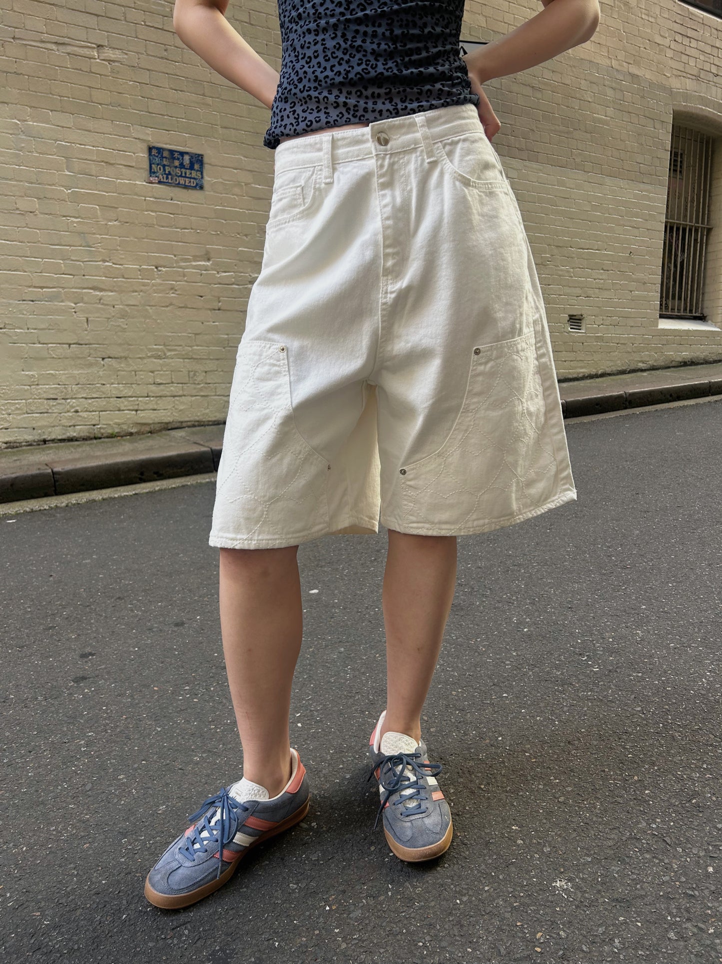 Heart bermuda white jeans