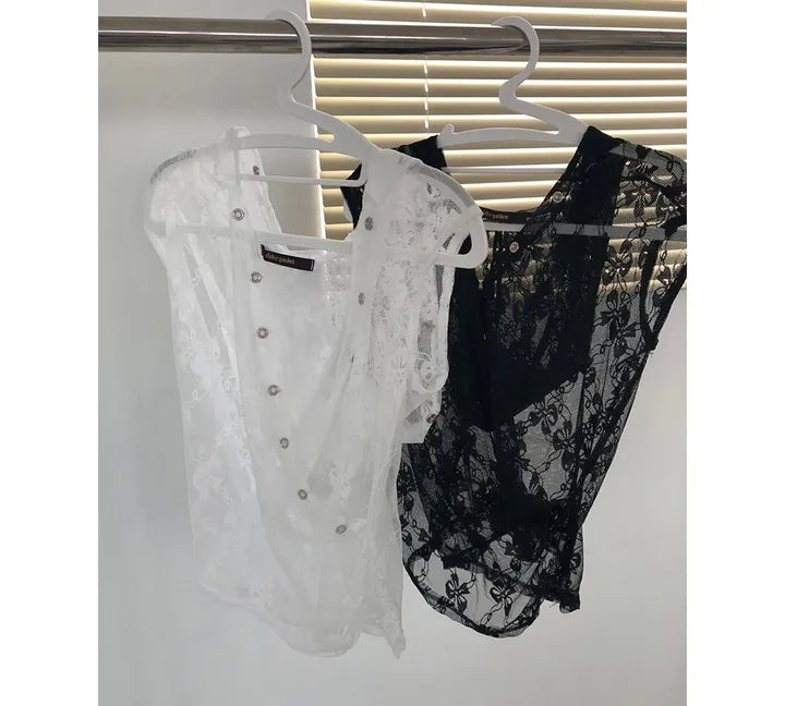 Lace ribbon hoodie