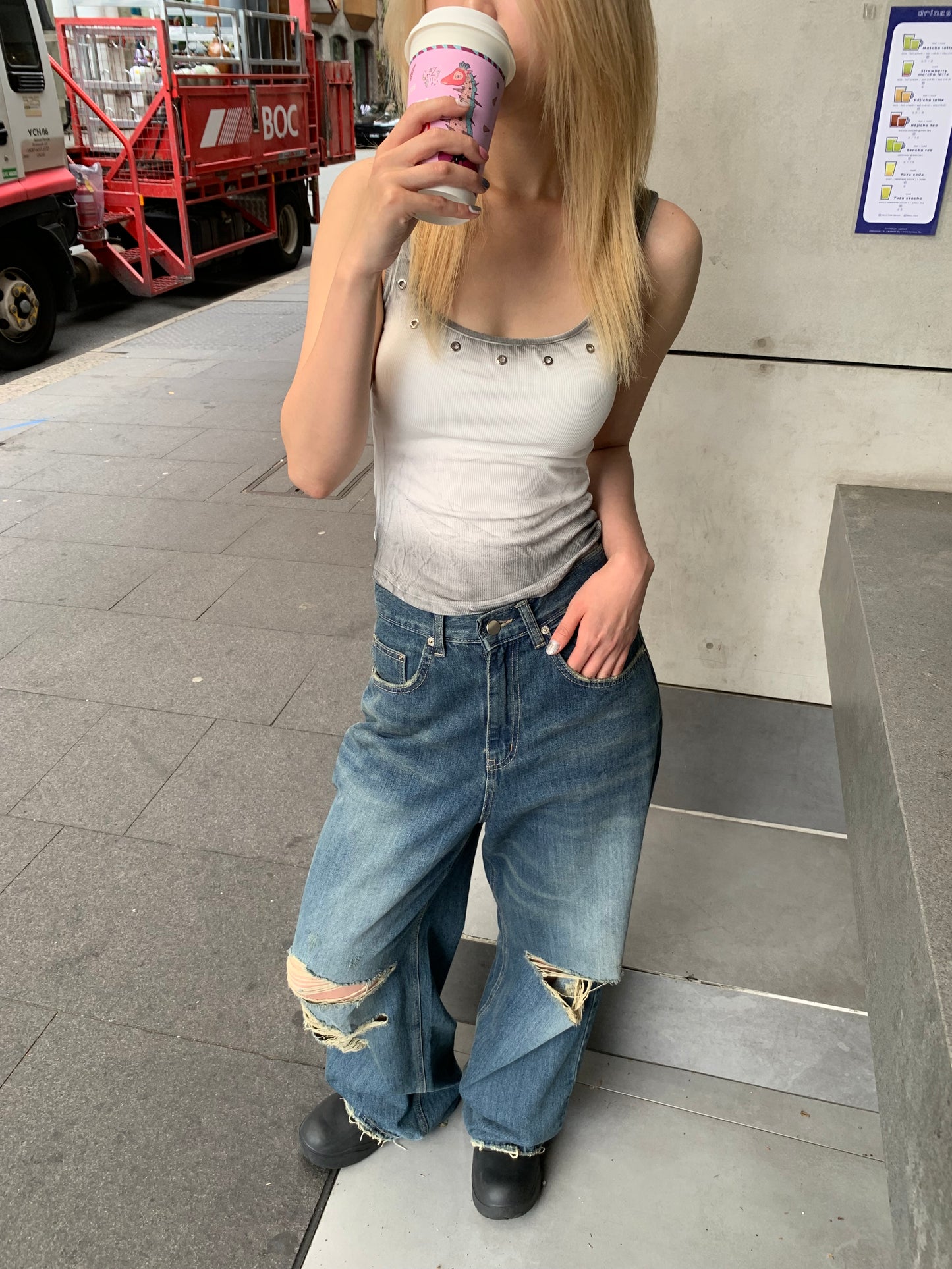 Vintage blue ripped jeans