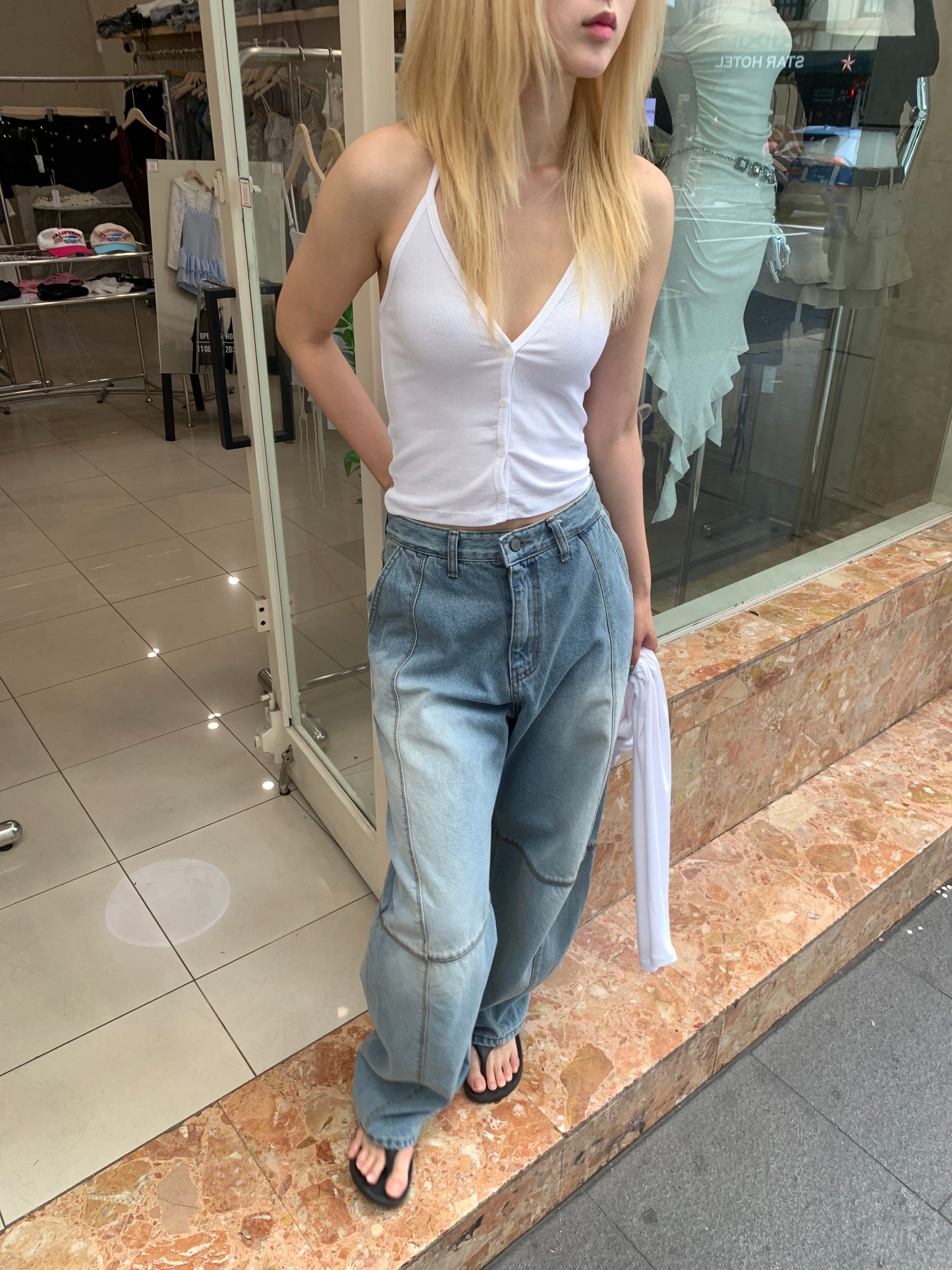 Seam detail wide jeans
