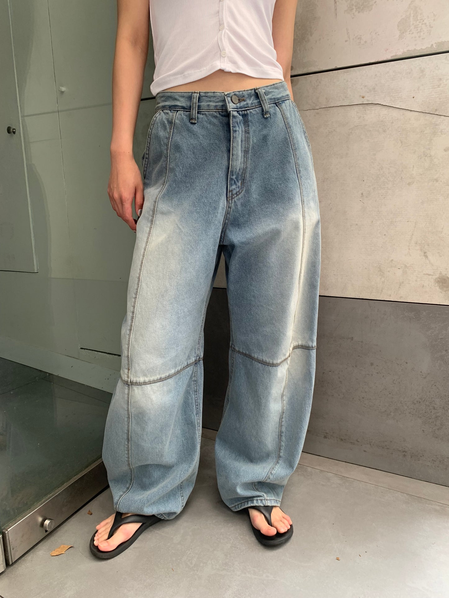 Seam detail wide jeans