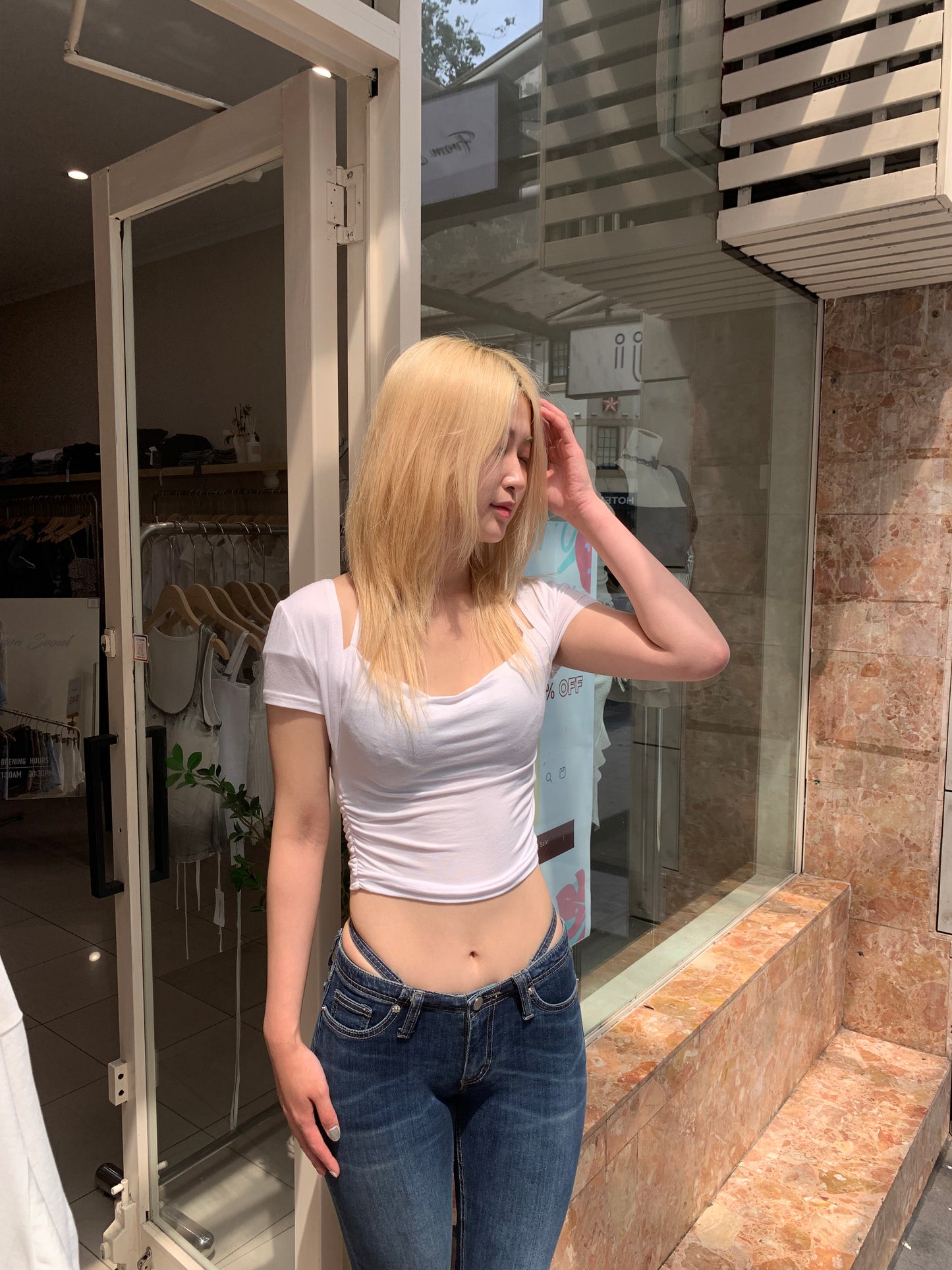 Shirring bolero top