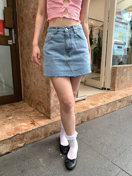 Denim mini skirts