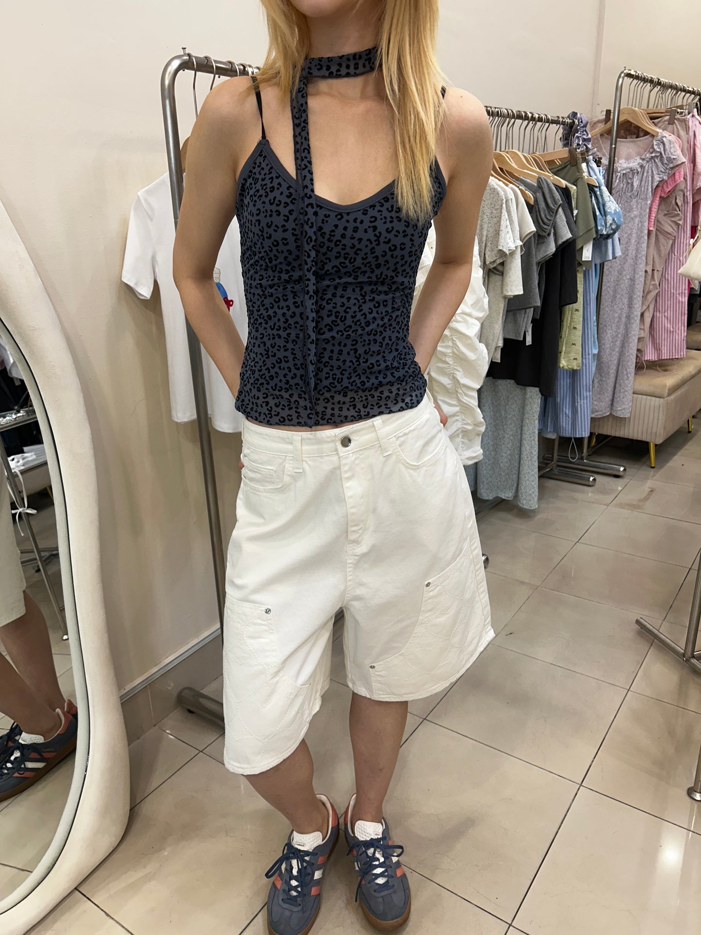 Heart bermuda white jeans
