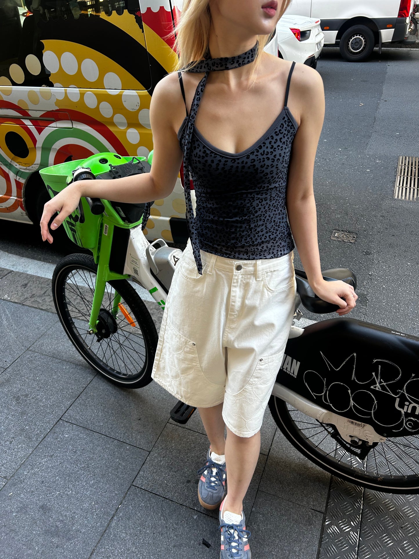 Heart bermuda white jeans